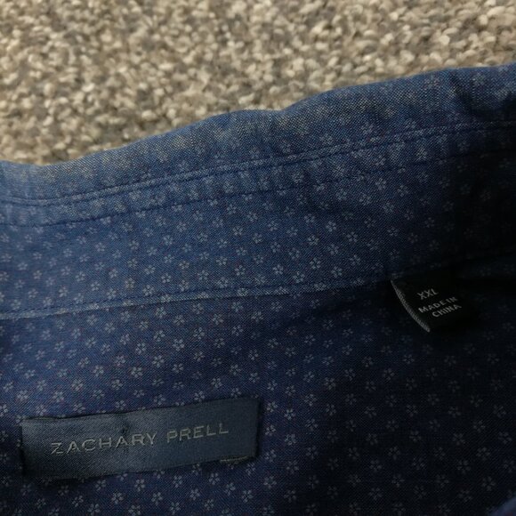 Zachary Prell Shirt Floral Long Sleeve Button Up Navy Blue Mens 2XL - Picture 3 of 10